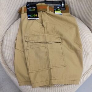 PLUGG Khaki Cotton Belted Shorts Size W30 NWT